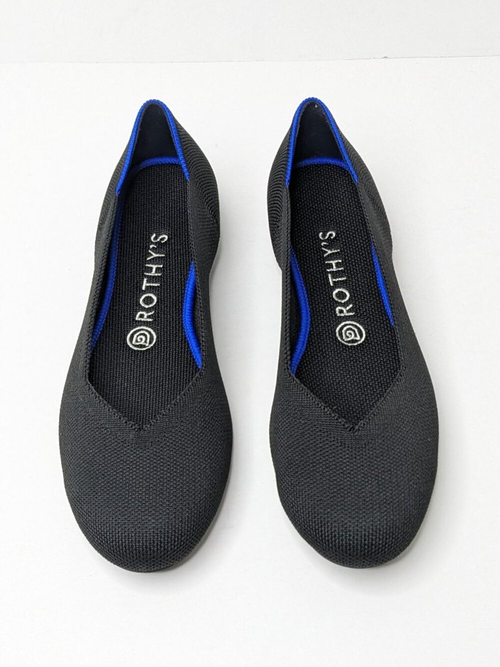 Rothy's The Flat Round Toe Slip-On Knit Ballet Flats Black Solid Womens 8.5